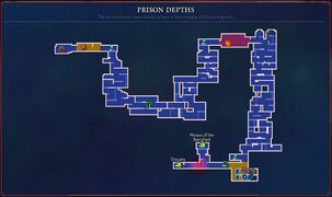 Fully explored map of Prison Depths showing general generation of the level.
