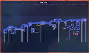 Fully explored map of Ramparts showing general generation of the level.