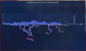 Fully explored map of Promenade of the Condemned showing general generation of the level.