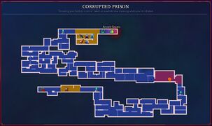 Fully explored map of Corrupted Prison showing general generation of the level.